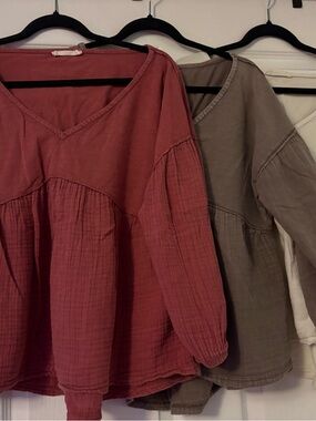 Lucky Brand set of Three Peasant Tops